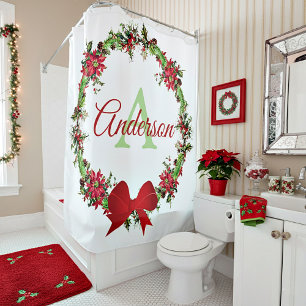 Personalised Christmas wreath Shower Curtain