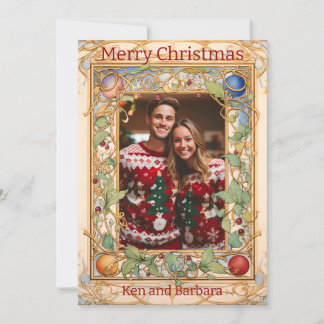Personalised Christmas Wreath Themed Holiday Card