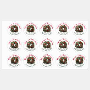 Personalised Christmas wreath Wishes Labels