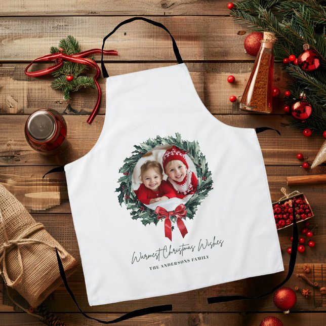 Personalised Christmas Wreath with Photo & Name Apron (Creator Uploaded)