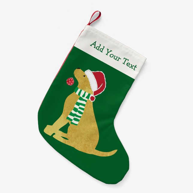 Personalised Christmas Yellow Lab Holiday Dog Small Christmas Stocking (Front (Hanging))