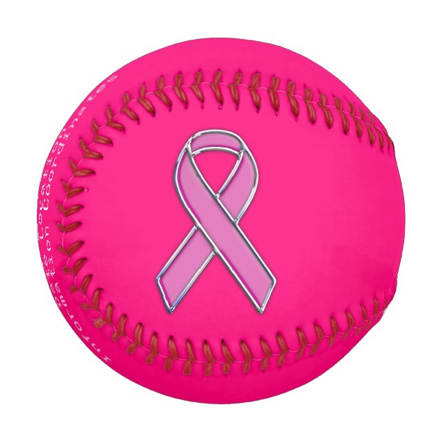 Personalised Chrome Like Pink Ribbon Awareness Baseball (Back Right)