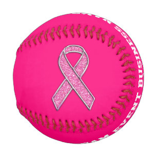Personalised Chrome Like Pink Ribbon Awareness Baseball