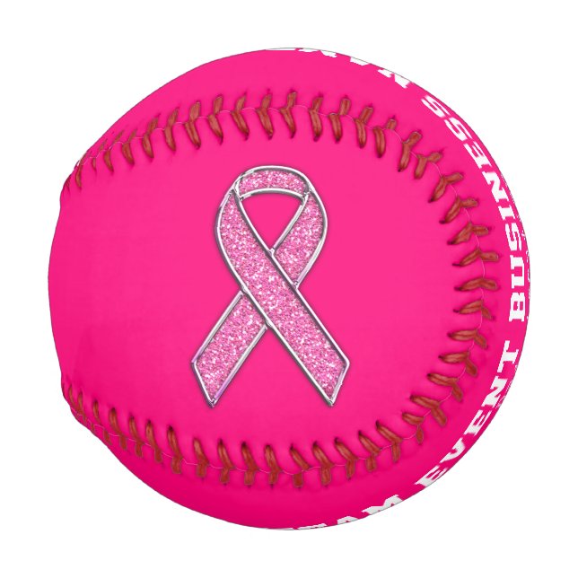 Personalised Chrome Like Pink Ribbon Awareness Baseball (Back Left)