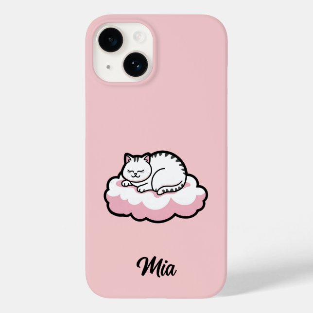 Personalised Chubby Cat Curling Up – Cute Case-Mate iPhone Case (Back)