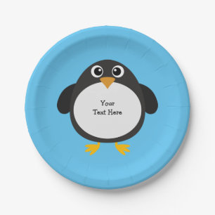 Personalised Chubby Penguin Paper Plate