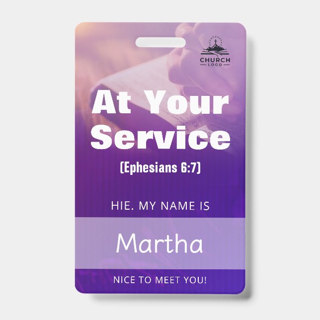 Personalised Church Guest Services Volunteer Badge ID Badge (Front)