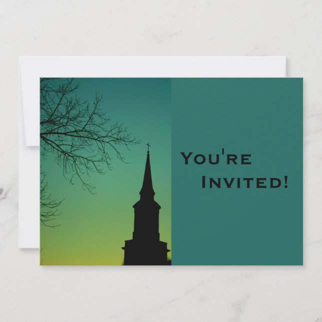 Personalised Church Steeple Baptism Invitation (Front)