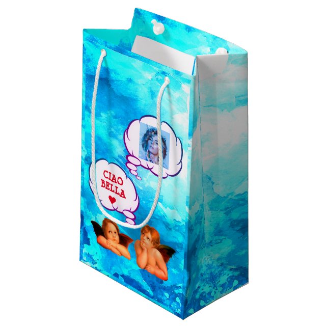 Personalised CIAO BELLA Cherub Angels Small Gift Bag (Front Angled)