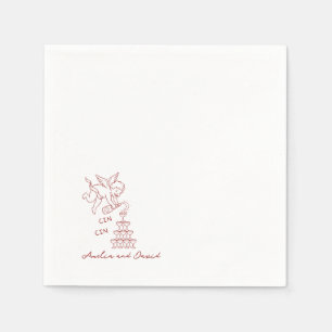 Personalised Cin Cin Cherub Cupid Hand Drawn Napkin