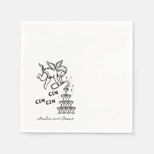 Personalised Cin Cin Cherub Cupid Hand Drawn  Napkin