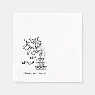 Personalised Cin Cin Cherub Cupid Hand Drawn Napkin