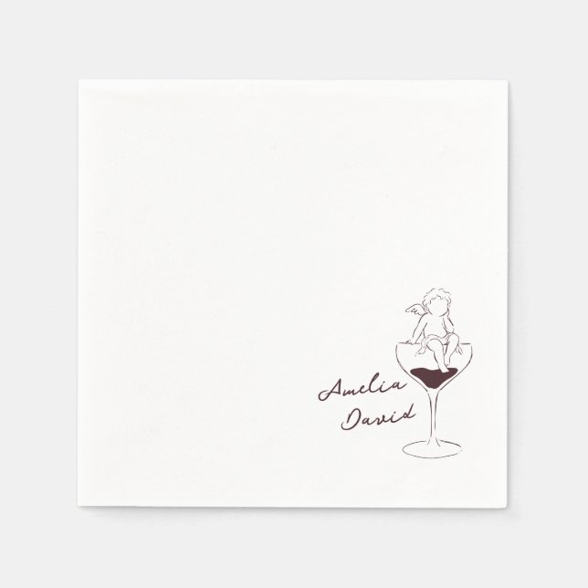 Personalised Cin Cin Cherub Cupid Hand Drawn  Napkin (Front)
