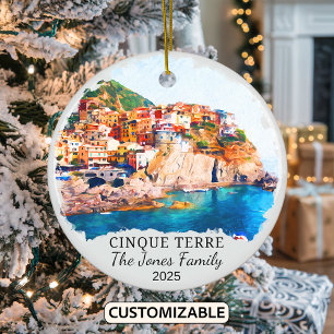 Personalised Cinque Terre, Italy Gift Ceramic Tree Decoration
