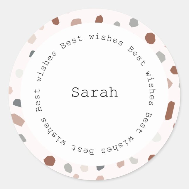 Personalised Circular Sticker - Modern Terrazzo  (Front)