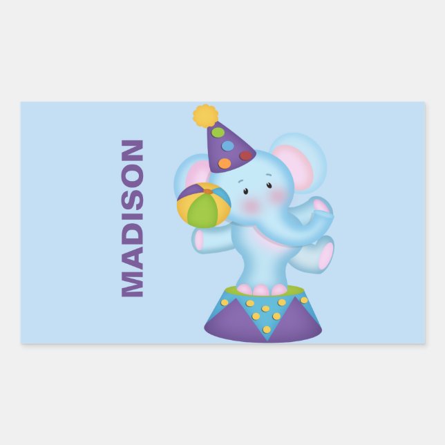 Personalised  Circus Elephant Stickers (Front)