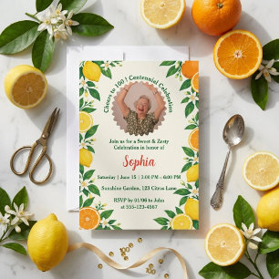 Personalised Citrus Fruit 100th Birthday Invitation