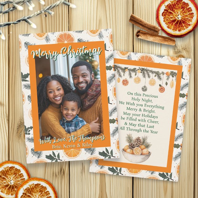 Personalised Citrus Themed Family Photo Christmas Card (Creator Uploaded)