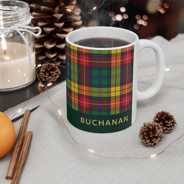 Personalised Clan Buchanan Tartan Plaid Name Coffee Mug (Personalized Rustic Plaid Red Green Buchanan Tartan 11oz Coffee Mug)