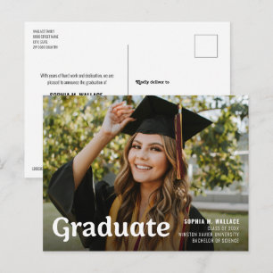 Personalised Class 2026 University Graduate Photo Announcement Postcard