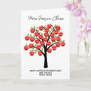 Personalised Class Names Apple Tree Teacher Thank Card