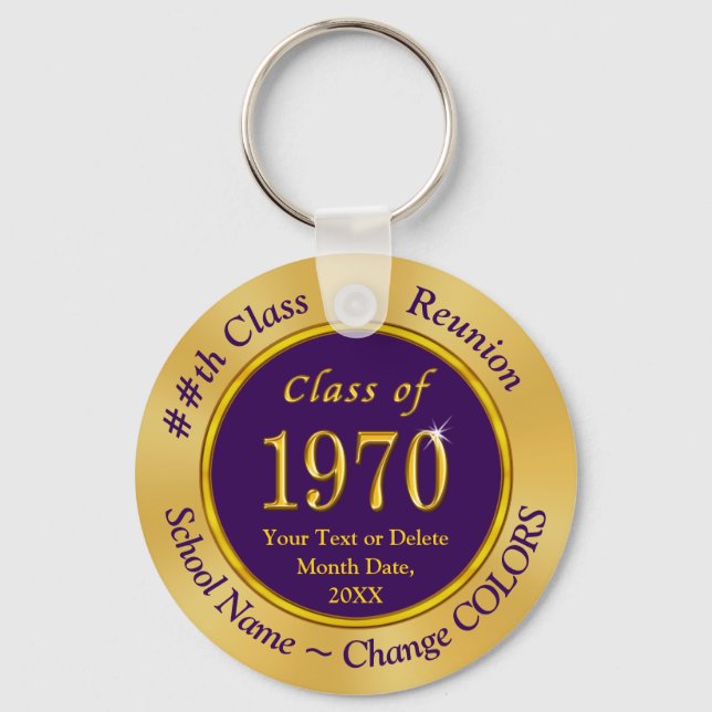 Personalised Class of 1970 Souvenirs Class Reunion Key Ring (Front)