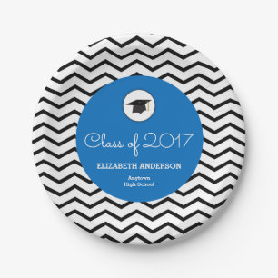Personalised Class of 2026 Chevron Blue Grad Paper Plate