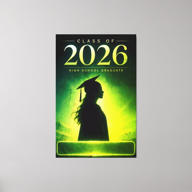 Personalised Class of 2026 Graduate Name Art Canvas Print (Front)