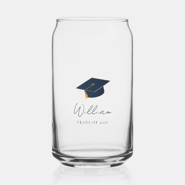 Personalised Class of 2026 Graduation Icon Can Glass (Front)