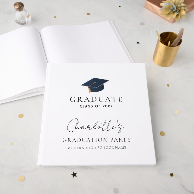 Personalised Class of 2026 Graduation Icon Guest Book (Front Open)
