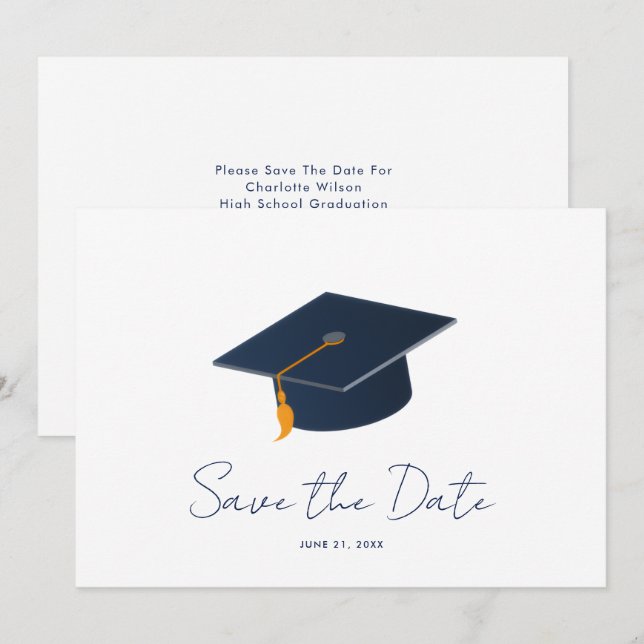 Personalised Class of 2026 Graduation Icon Save The Date (Front/Back)