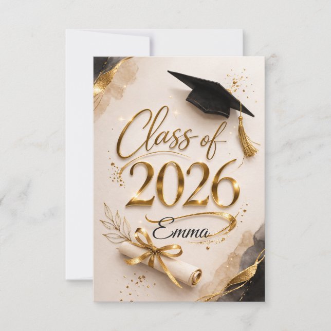 Personalised Class of 2026 Graduation Name Card (Front)