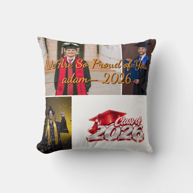 Personalised Class of 2026 Graduation Photo Pillow (Front)