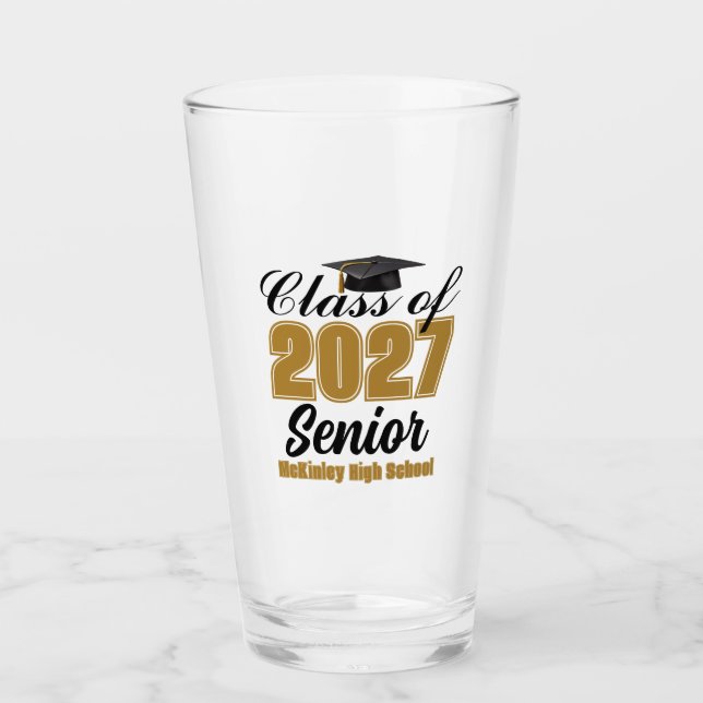 Personalised Class of 2027 High School Senior Glass (Front)