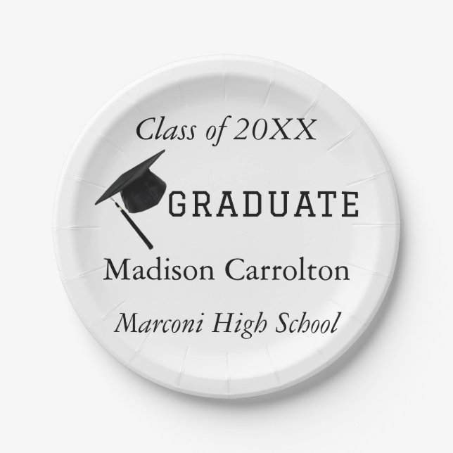 Personalised Class of 20XX Graduation Paper Plate (Front)
