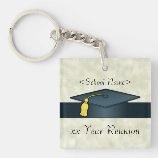 Personalised Class Reunion Cap & Diploma Key Chain (Front)