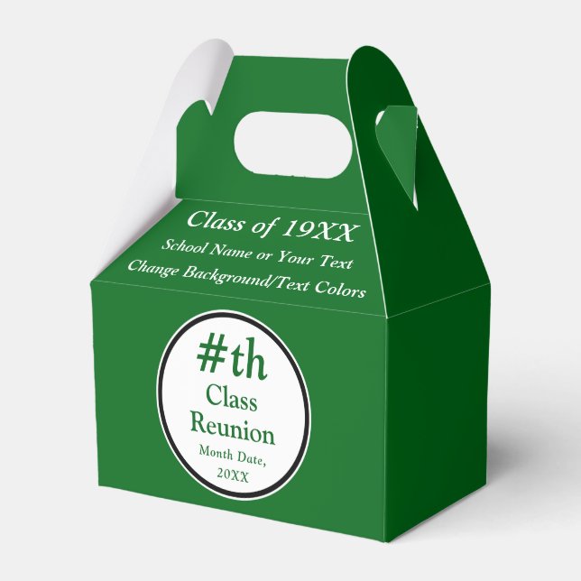 Personalised, Class Reunion Gift Bag Ideas, Green  Favour Box (Front Side)