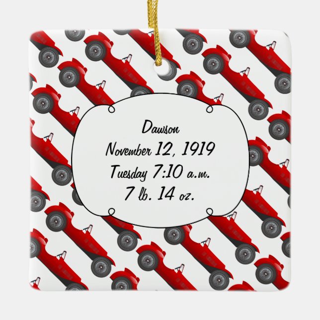 Personalised Classic Baby Boy Stat Gifts Ceramic Ornament (Front)