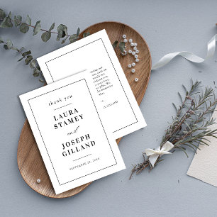 Personalised Classic Black and White Wedding Thank You Card