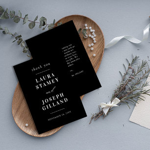 Personalised Classic Black and White Wedding Thank You Card