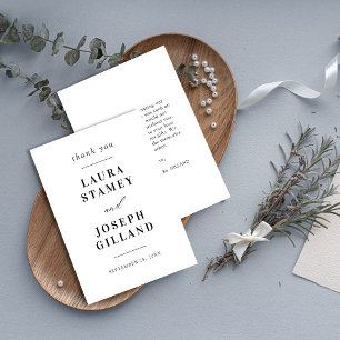 Personalised Classic Black and White Wedding Thank You Card