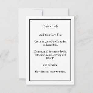 Personalised Classic Black Line Border Wedding Invitation