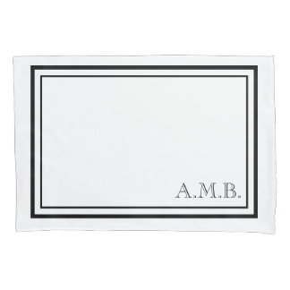 Personalised Classic Black Monogram Standard Pillowcase