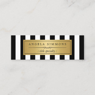 Personalised Classic Black White Stripes Mini Mini Business Card