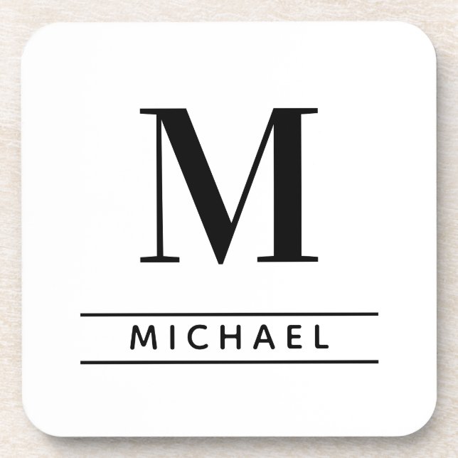 Personalised Classic Blk Monogram Initial Starfish Coaster (Front)