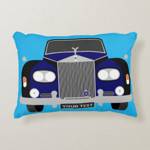 Personalised Classic Blue British Limousine Car Decorative Cushion