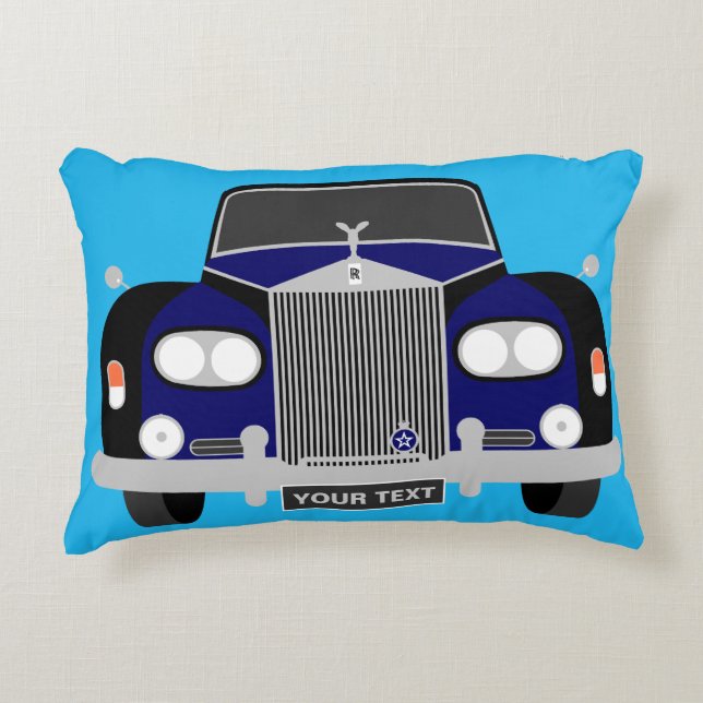 Personalised Classic Blue British Limousine Car Decorative Cushion (Front)