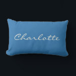 Personalised Classic Blue Script Name Minimalist Lumbar Cushion<br><div class="desc">A stylish and timeless lumbar pillow featuring a personalised name in an elegant script font on a classic blue background. The simple yet sophisticated design makes it a great accent for bedrooms,  living rooms,  nurseries,  or dorm decor. A thoughtful custom gift idea for birthdays,  housewarmings,  or any special occasion.</div>