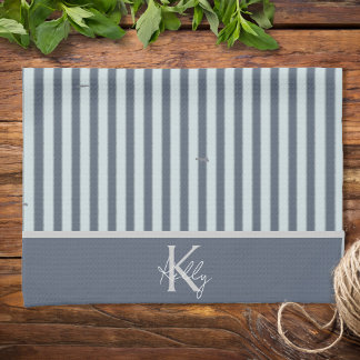 Personalised Classic Blues Striped Kitchen Towels