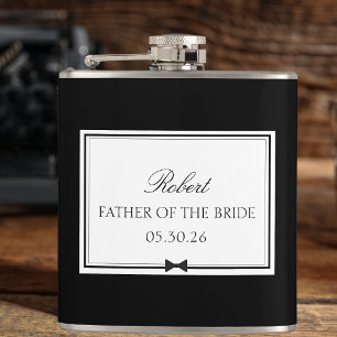 Personalised Classic Bowtie Father of the Bride Hip Flask